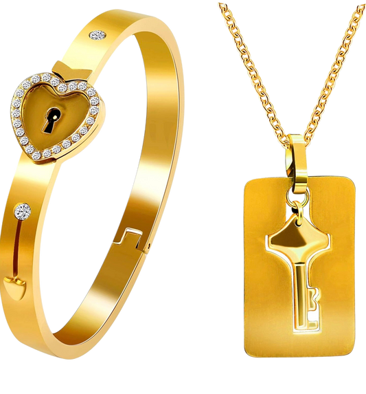 Lock Bracelet & Key Necklace